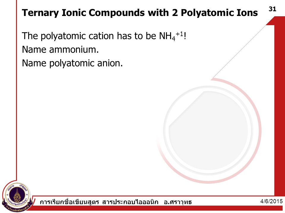 Ternary Ionic Compounds with 2 Polyatomic Ions