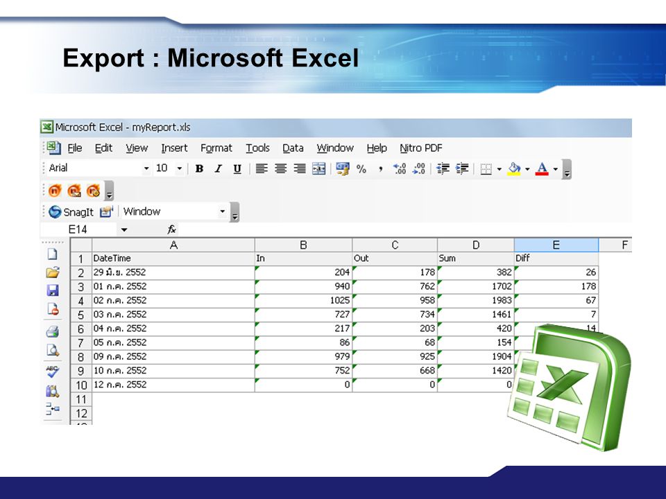 Export : Microsoft Excel