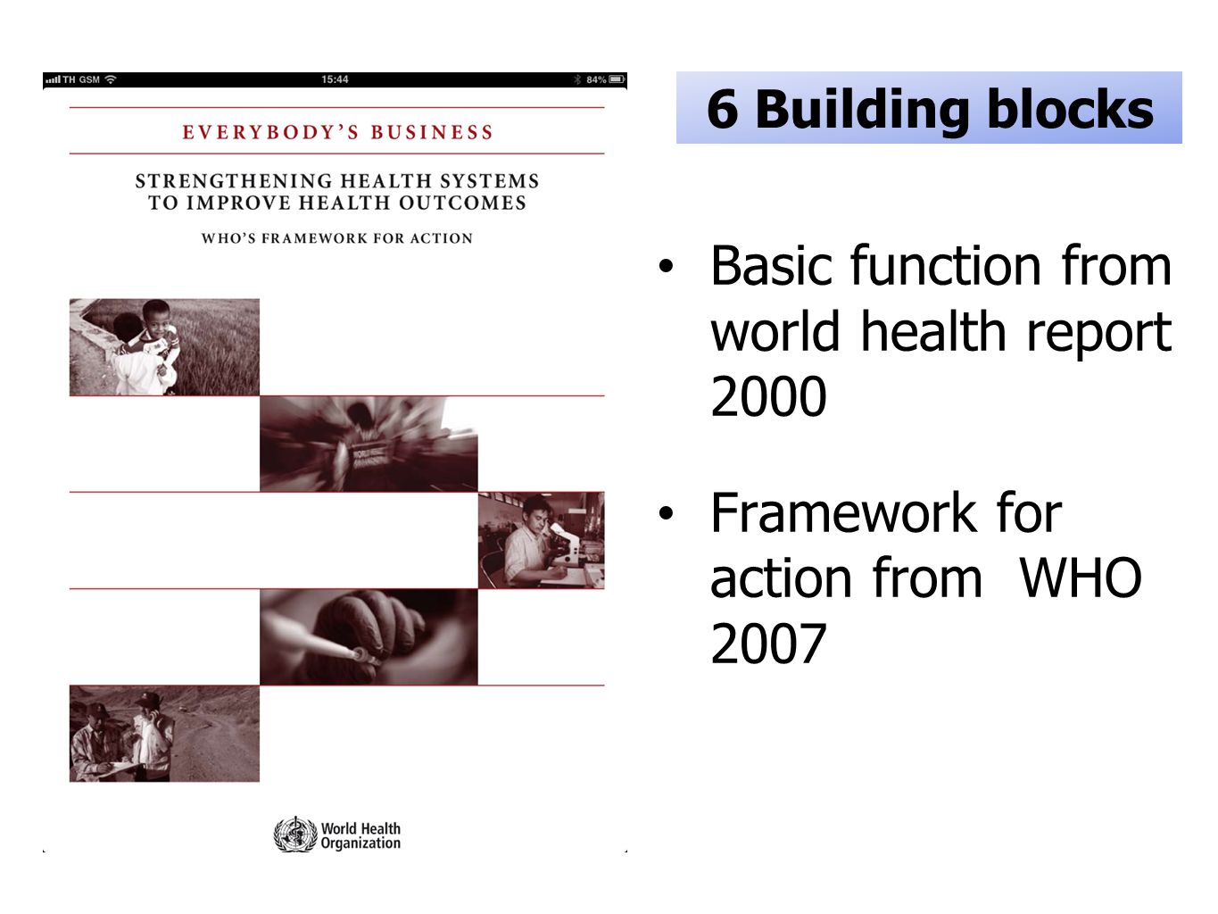 Basic function from world health report 2000