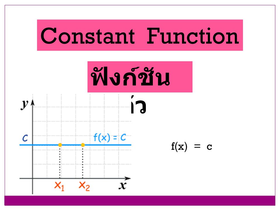 Constant Function ฟังก์ชันคงตัว f(x) = c