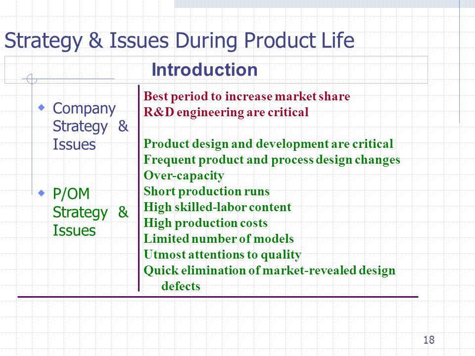 Strategy & Issues During Product Life
