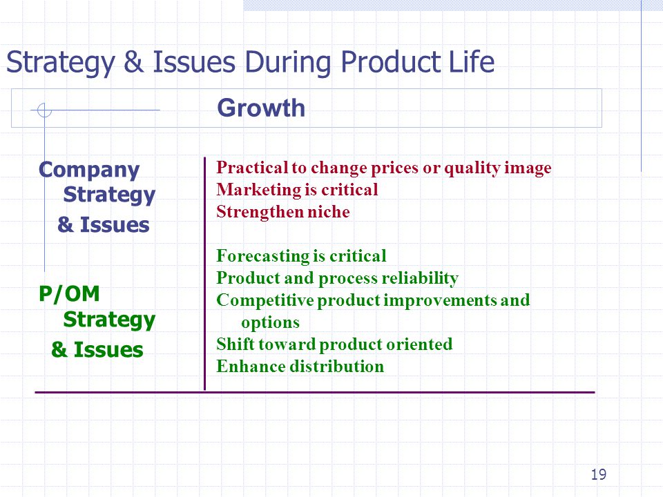 Strategy & Issues During Product Life