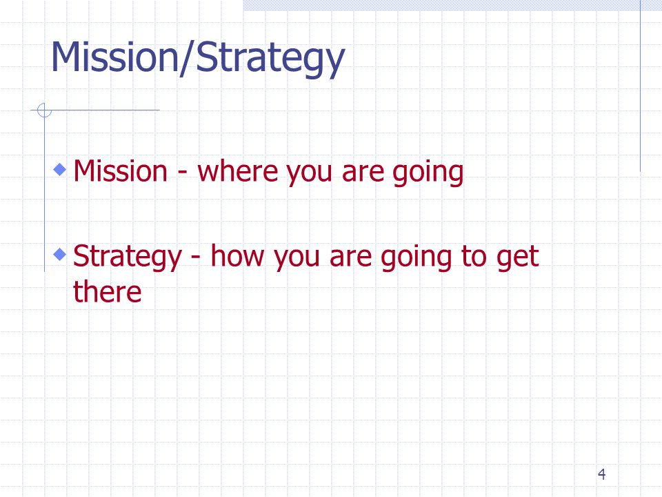 Mission/Strategy Mission - where you are going