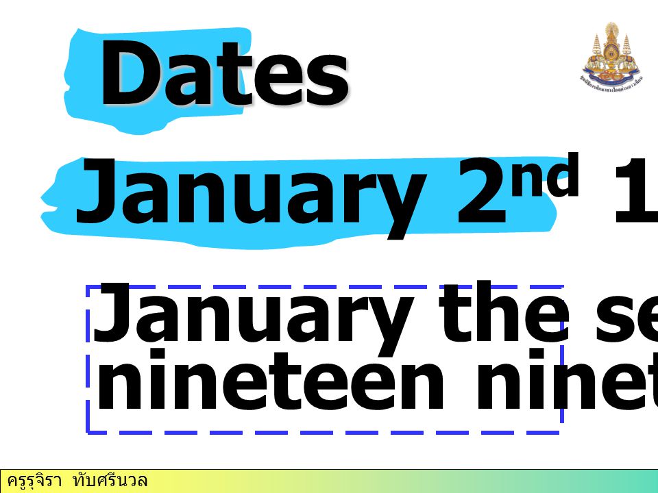 Dates January 2nd 1991 January the second, nineteen ninety- one