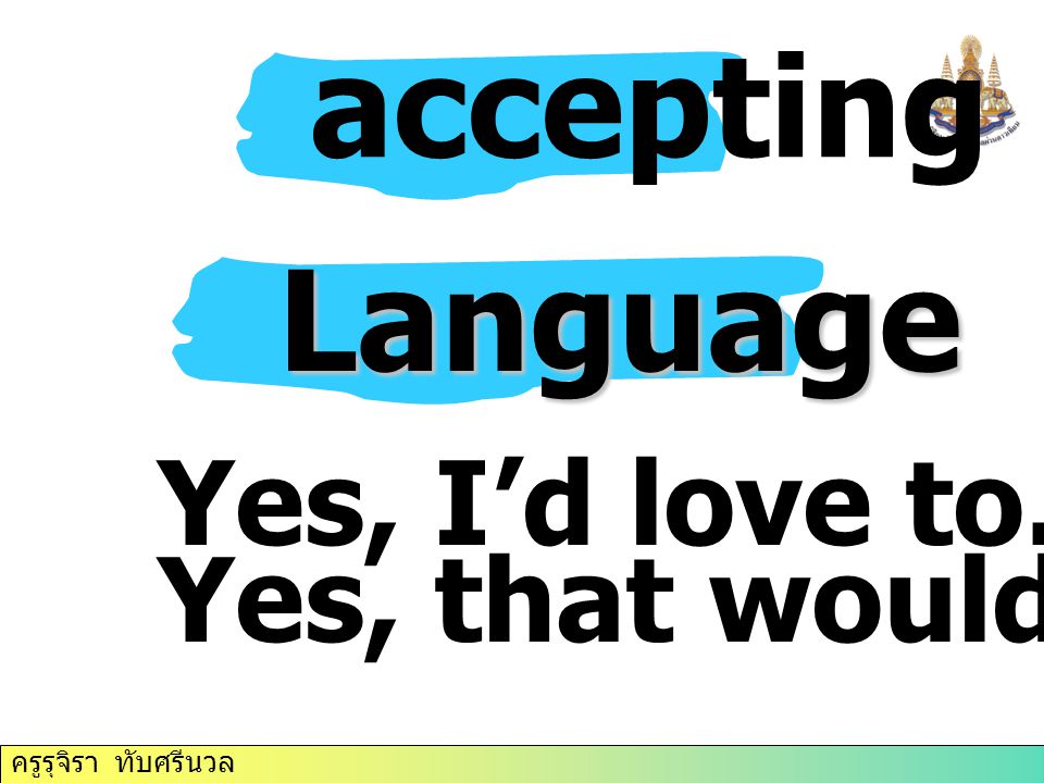 accepting Language Yes, I’d love to. Yes, that would be great.