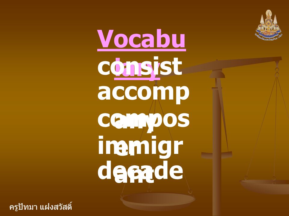 Vocabulary consist accompany composer immigrant decade