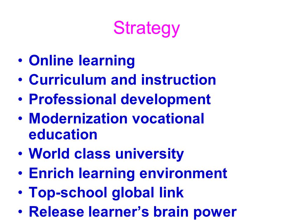 Strategy Online learning Curriculum and instruction