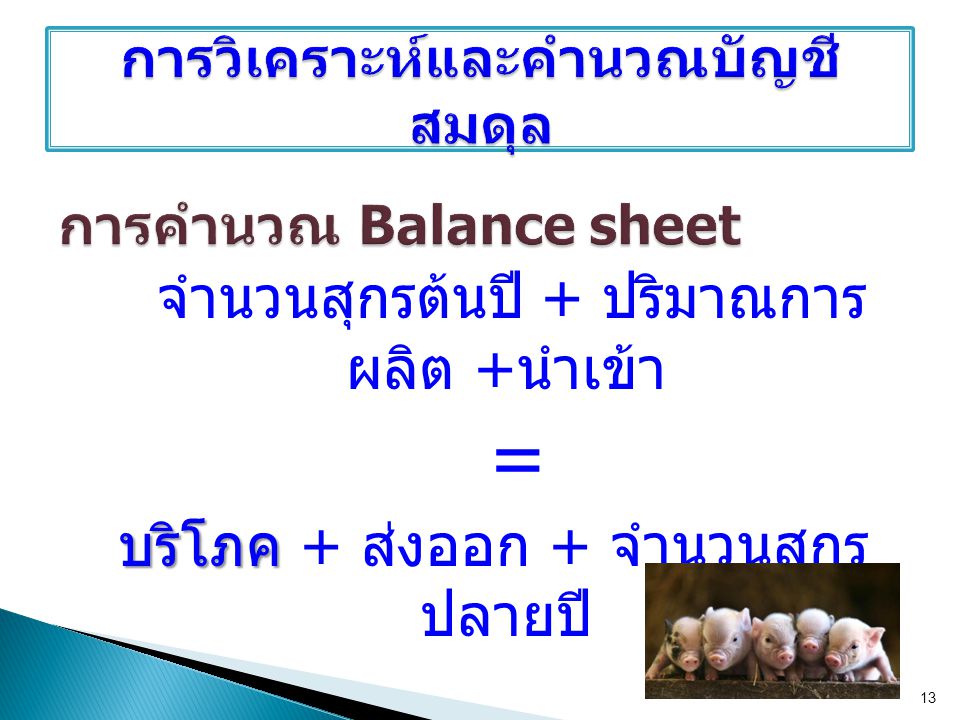 การคำนวณ Balance sheet
