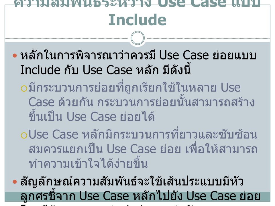 ความสัมพันธ์ระหว่าง Use Case แบบ Include