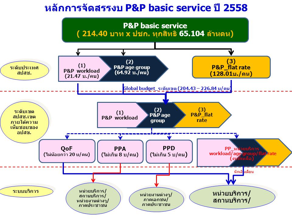 หลักการจัดสรรงบ P&P basic service ปี 2558
