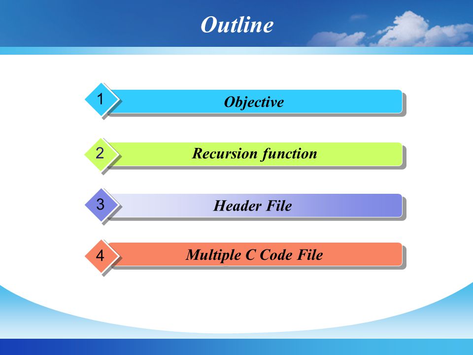 Outline 1 Objective 2 Recursion function 3 Header File 4