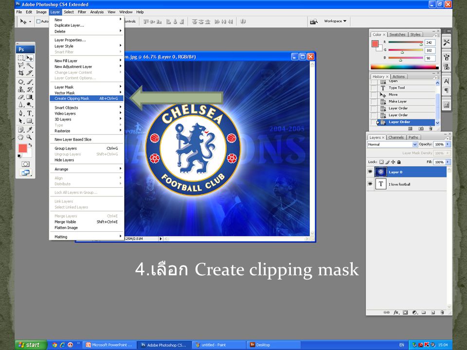 4.เลือก Create clipping mask