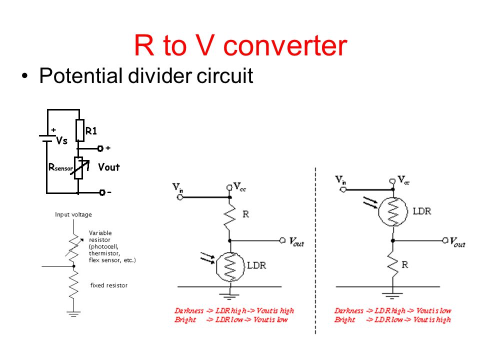R to V converter Potential divider circuit