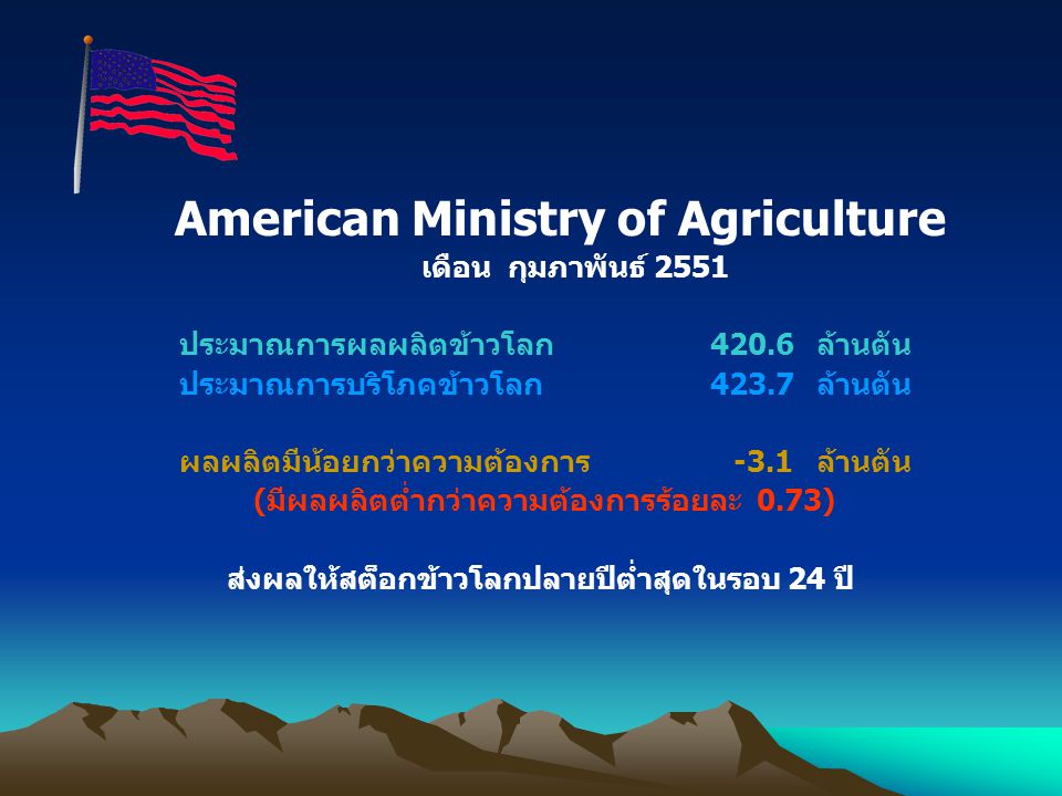 American Ministry of Agriculture เดือน กุมภาพันธ์ 2551