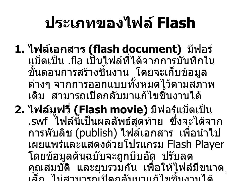 ประเภทของไฟล์ Flash