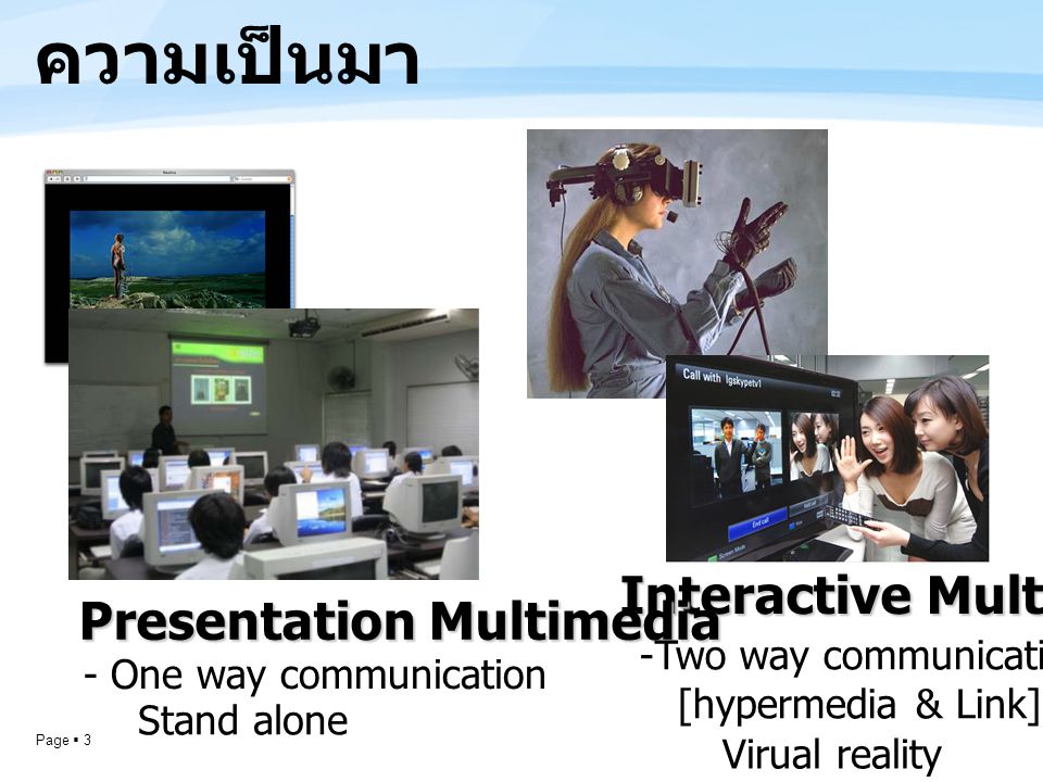 ความเป็นมา Interactive Multimedia Presentation Multimedia