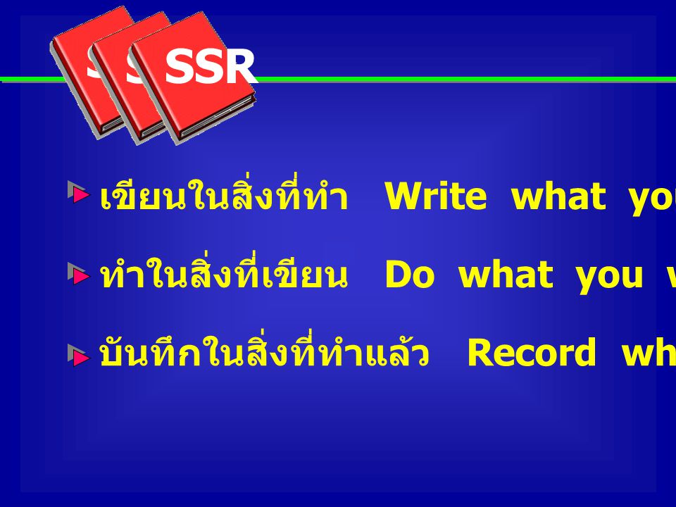 SSR เขียนในสิ่งที่ทำ Write what you do