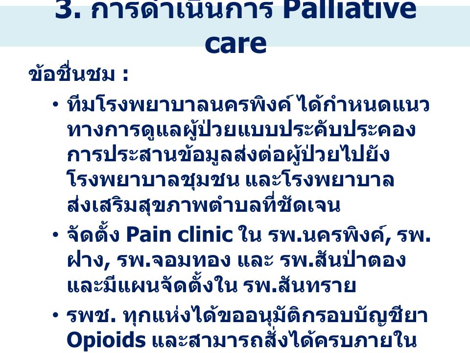 3. การดำเนินการ Palliative care